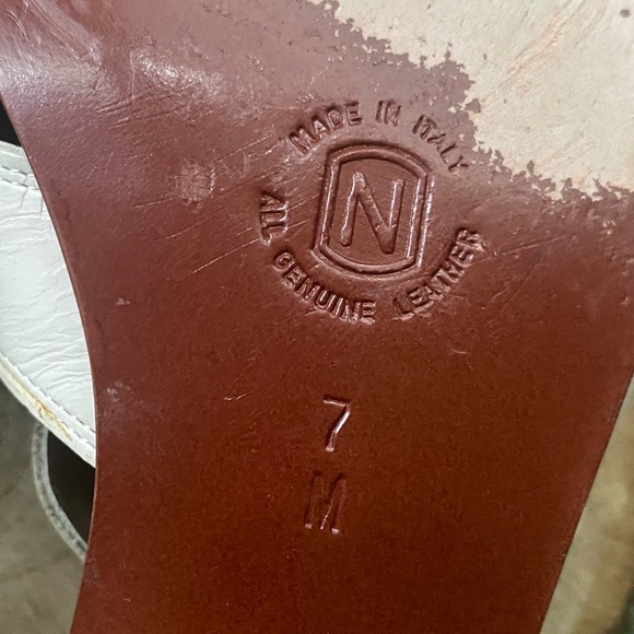 Vintage 90s Y2K Nordstrom cream open leather ankle strap cage sandals, size 7M - Picture 11 of 12